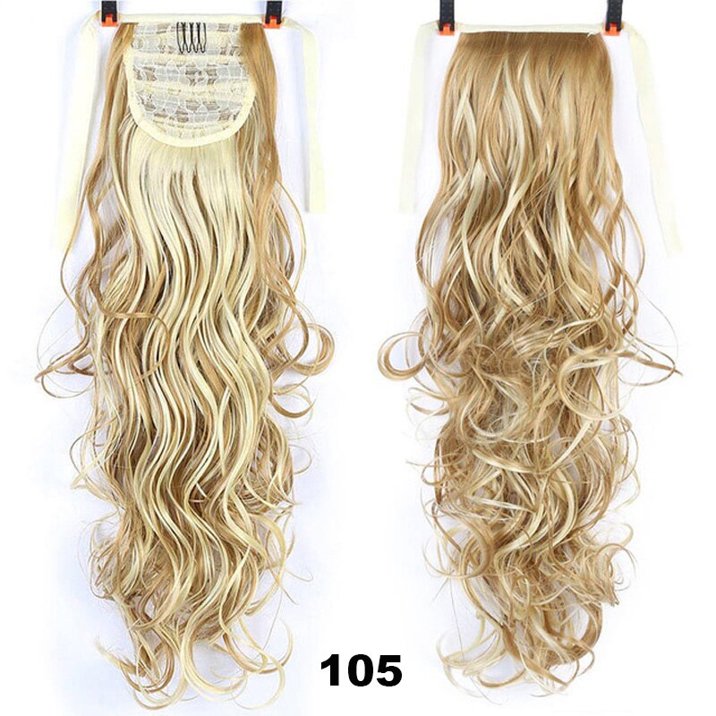 Natural Wave Pony Tail Fake Hair Extension Heat Resistant Synthetic Long Wavy Wrap Around Clip In Ponytail Hair
