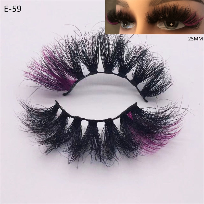 3D Mink Eyelashes Colorful 100% Mink Lashes Mix Color Pink Blue Red White False Eyelashes Fluffy Soft Cilias