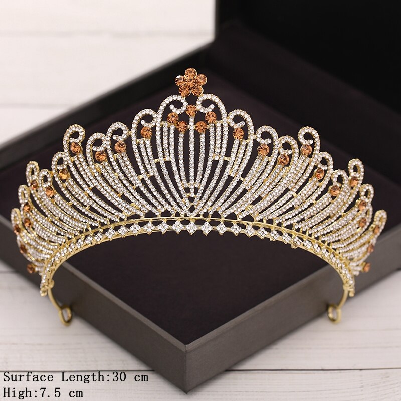 Bridal Crown Golden Wedding Hair Accessories Crystal Rhinestone Bride Wedding Tiaras and Crowns Headpiece Diadema Hair Ornament