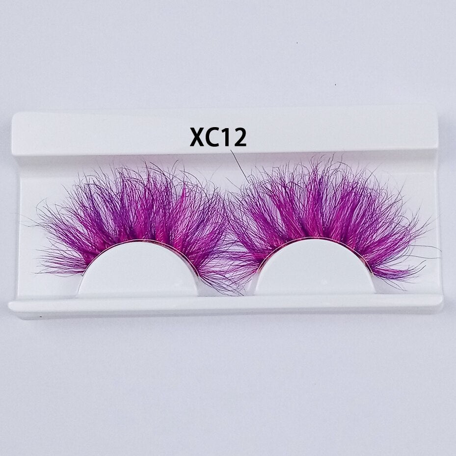 Colored Mink Eyelashes 25mm Lashes Fluffy Messy 3D False Eyelashes Dramatic Long Natural Mink fake Lashes