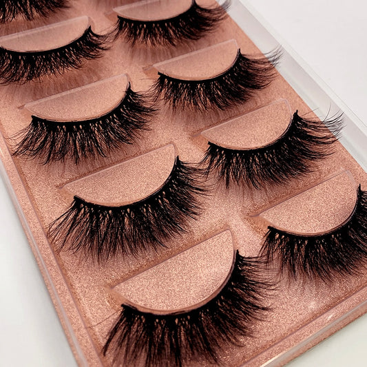 5 pairs long Natural Mink False Eyelashes Cross Dense Handmade Cotton Stalk Eye Lashes Date Make-up Mink Fake Eyelashes