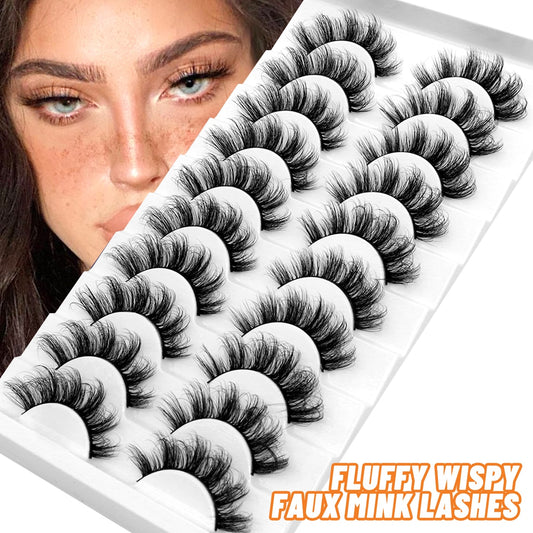 5/10 Pairs 3D Faux Mink Lashes Fluffy Soft Wispy Natural long False Eyelashes Curly lashes