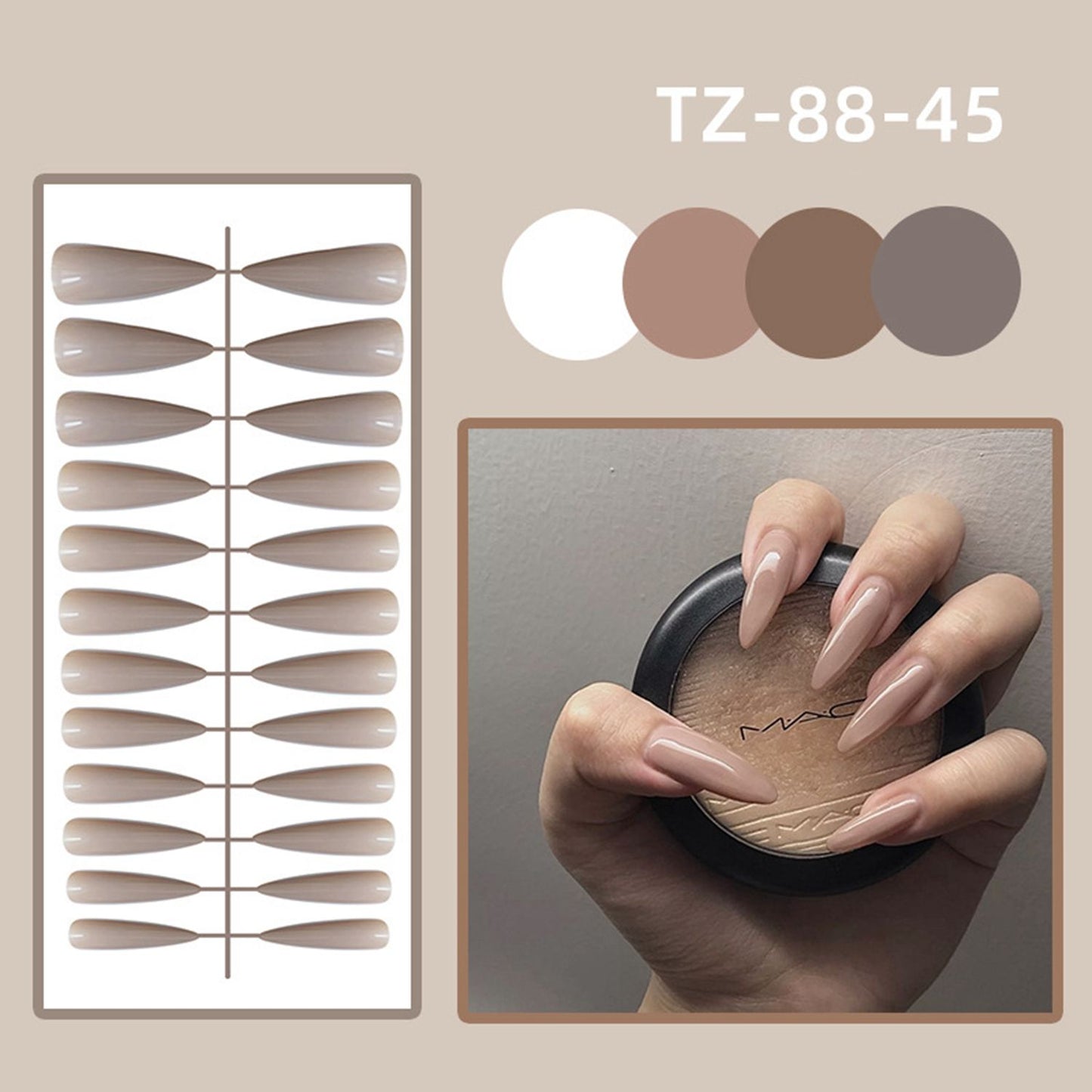 24Pcs/Bag Glossy Long Stiletto False Nails Ballerina Coffin Fake Nails Full Cover Nail Tips Press On Nails