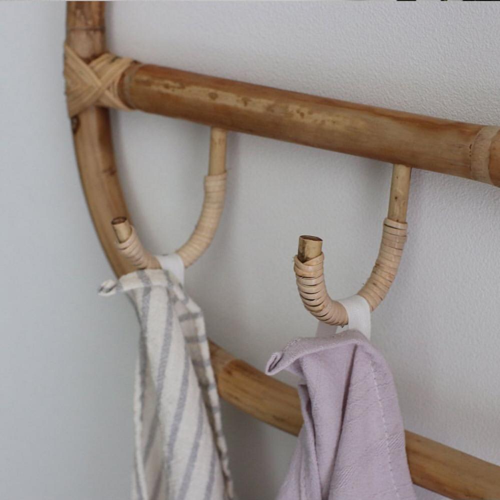 Rattan Wall Hooks Clothes Hat Hanging Hook Crochet Nordic Vintage Cloth Holder Organizer Hangers Dorm Decor
