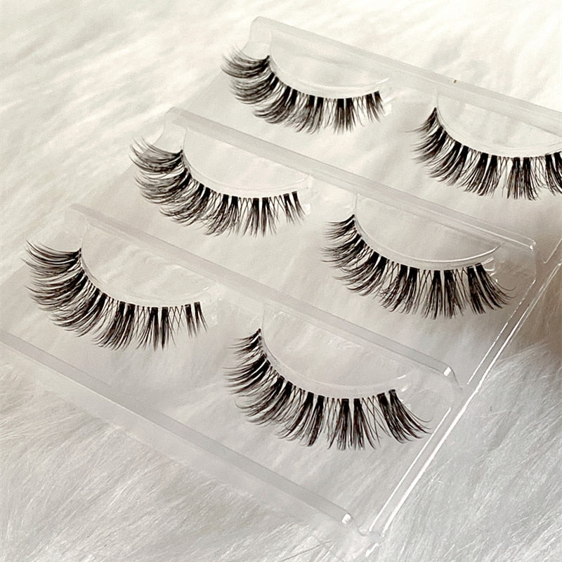 Transparent Terrier 3 Pairs 3D Mink EyeLashes False Lashes Thick EyeLash Lashes Natural Soft Fake EyeLashes