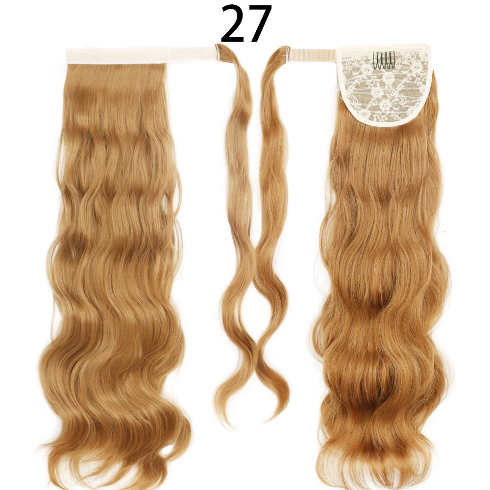 Synthetic Ponytail Extension Long Black Drawstring Wavy Ponytail Hair for Women Body Wavy Ponytail