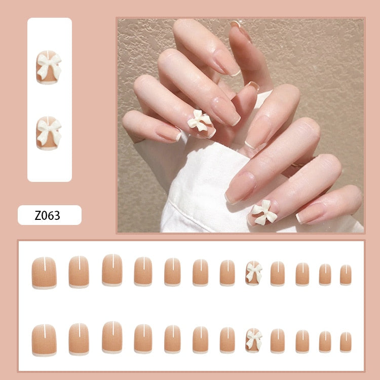24Pcs/Set 3D Butterfly Bow Bride Fresh and Elegant White Wear DIY Manicure Nail Art Tools