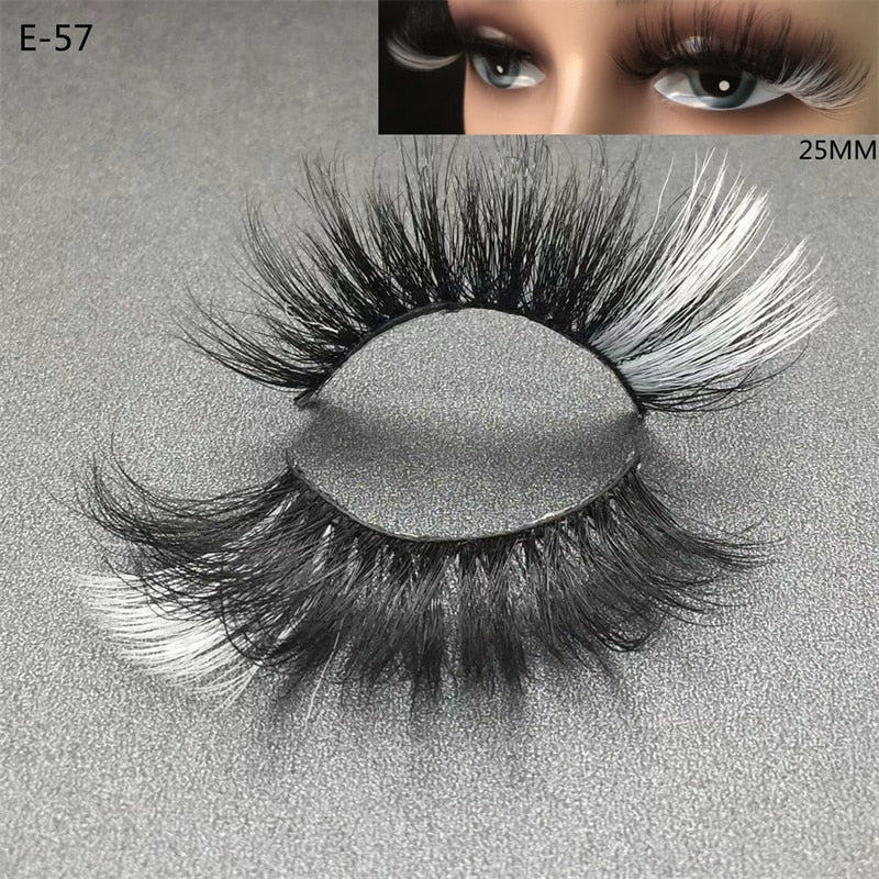 3D Mink Eyelashes Colorful 100% Mink Lashes Mix Color Pink Blue Red White False Eyelashes Fluffy Soft Cilias