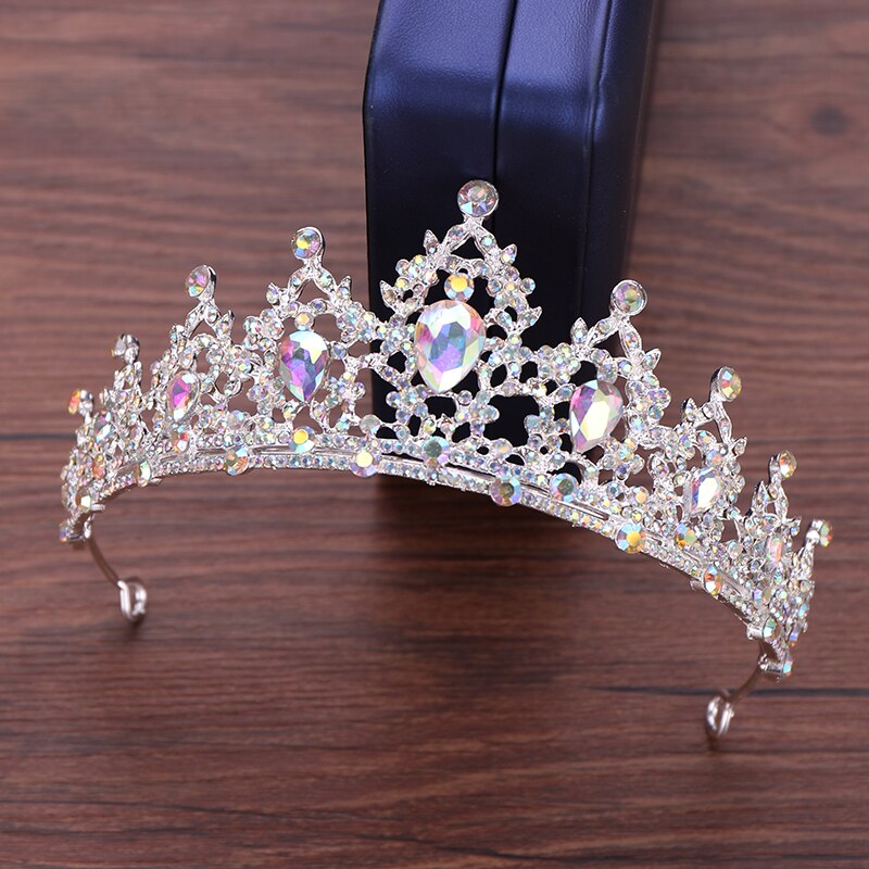 Wedding Hair Tiara Crystal Bridal Tiara Crown Silver Color Diadem Veil Tiaras Wedding Hair Accessories Headpieces Head Jewelry