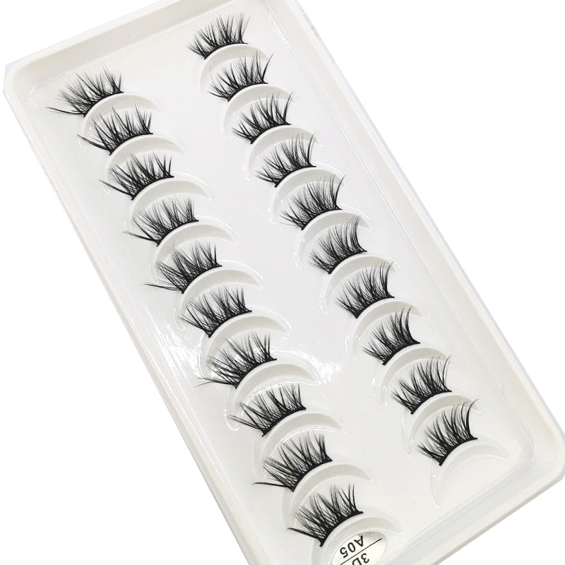 10 Pairs Crisscross Half Eye Lashes Natural False Eyelashes Handmade Faux 3D Mink Lashes Eyelash Extension