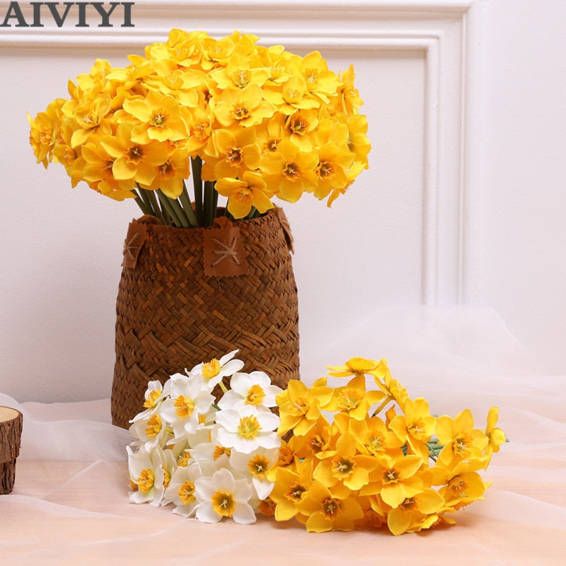 6pcs/Lot Home Artificial Simulation Narcissus Flower Living Room Window Decor Fake Flowers Decor