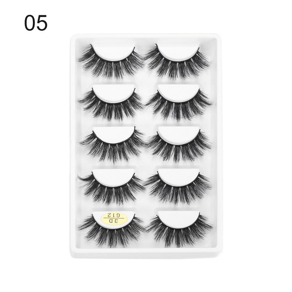 5 Pairs 3D Faux Mink Hair False Eyelashes Wispies Fluffies Drama Natural Long Soft Handmade Cruelty-free Black Lashes