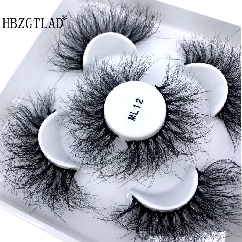 Reusable mink eyelashes 25mm lashes fluffy messy 3D mink lashes 3 pairs natural Long Thick false eyelashes extension