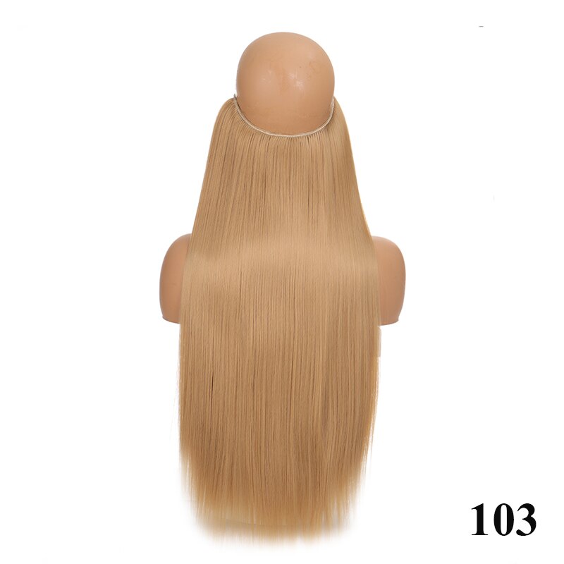 Synthetic 24inch Invisible Hair Wire Without No Clip Hair Extension Fishing Line Wig Wavy Hair Female False Hair Piece
