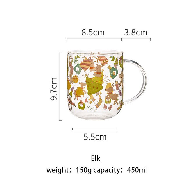 Cartoon Flower Coffee Mug Glass Water Cup Handgrip Milk Breakfast Drinkware Cup