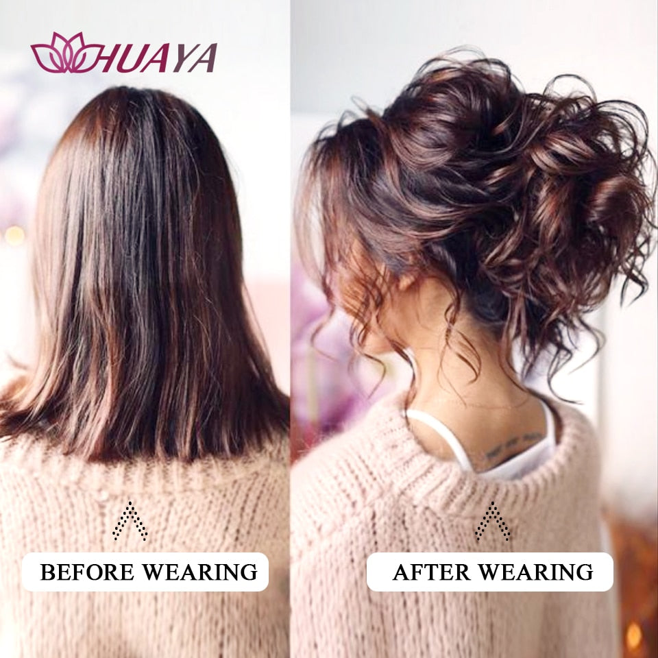 Synthetic Curly Donut Chignon With Elastic Band Scrunchies Messy Hair Bun Updo Hairpieces Extensions for Women