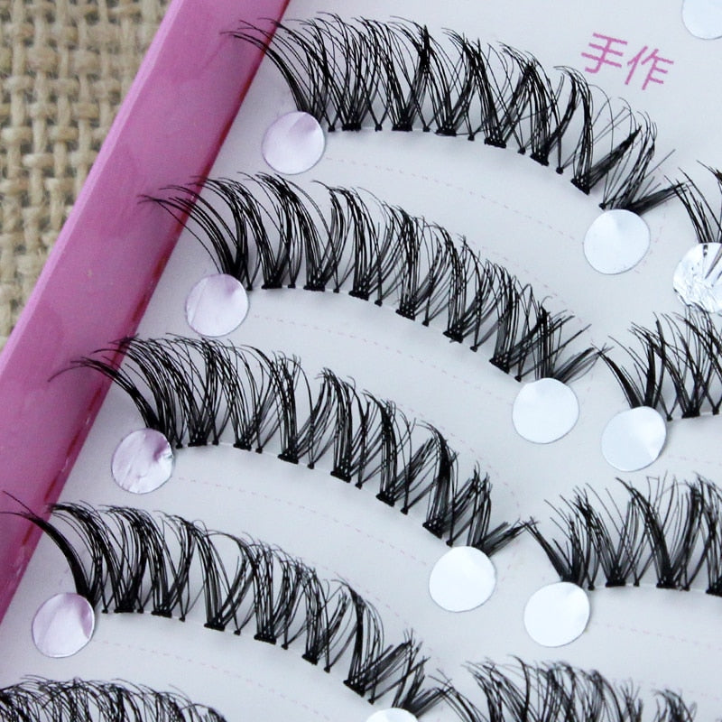 Japanese Handmade False Eyelashes Transparent Stem Natural Nude Makeup Simulation Cross Messy Eye Tail Thick False Eyelash