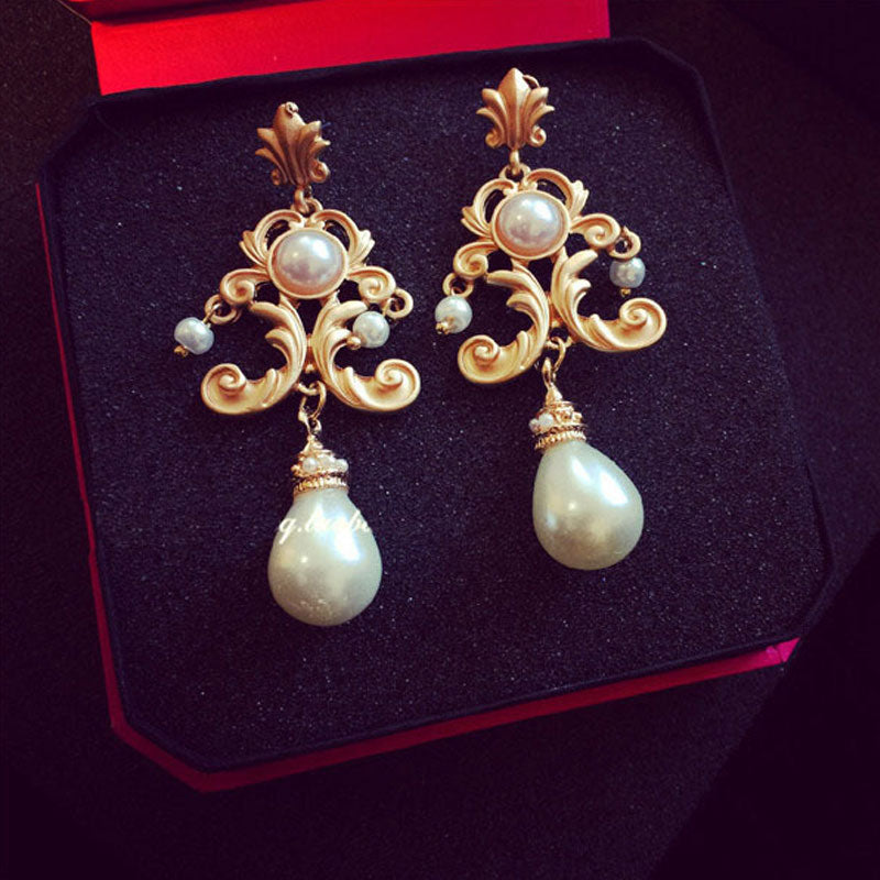 Retro Luxury Baroque Earring Euramerican Palace Vintage Pop Pearl Earrings
