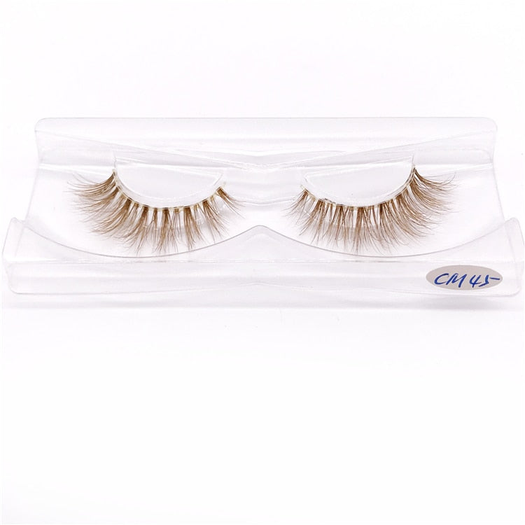 BLONDE 3D mink fake lashes natural individual brown false eyelashes makeup 15 25mm lash extension
