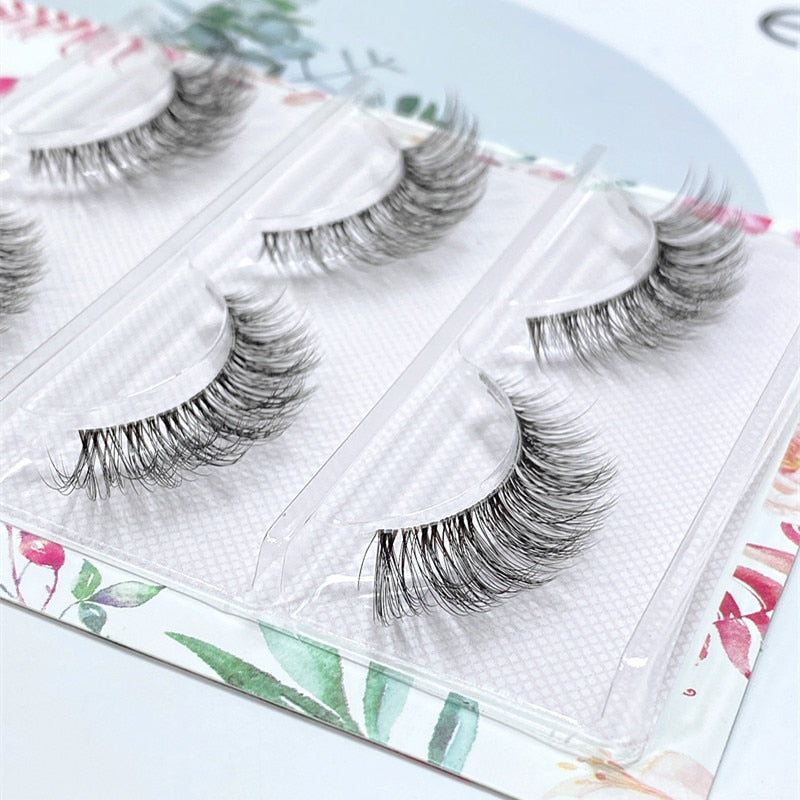 Transparent Terrier 3 Pairs 3D Mink EyeLashes False Lashes Thick EyeLash Lashes Natural Soft Fake EyeLashes
