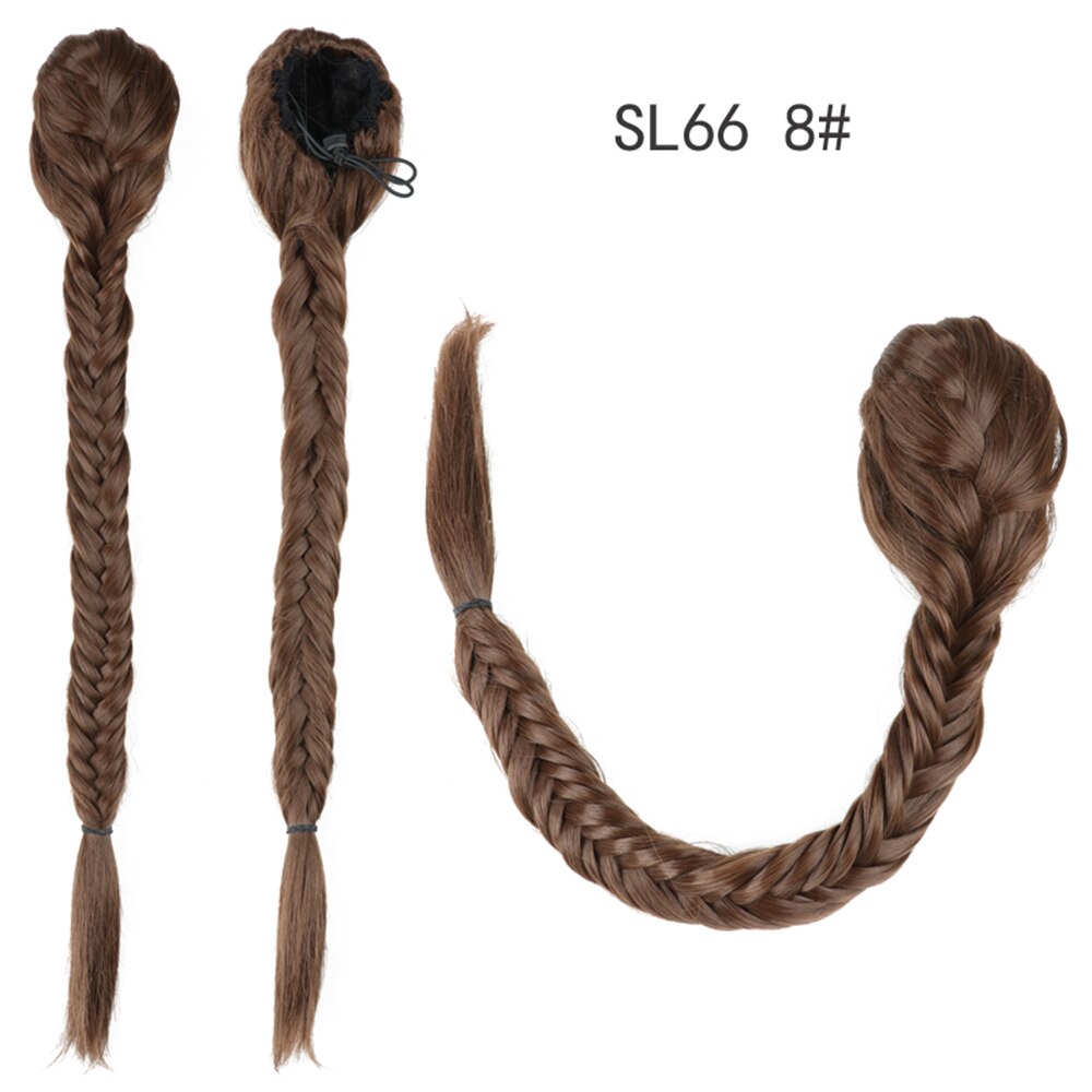 Synthetic Heat Resistant Braided Fishtail Fishbone Drawstring Ponytail Hairpiece Blonde Hair Extensions For Woman