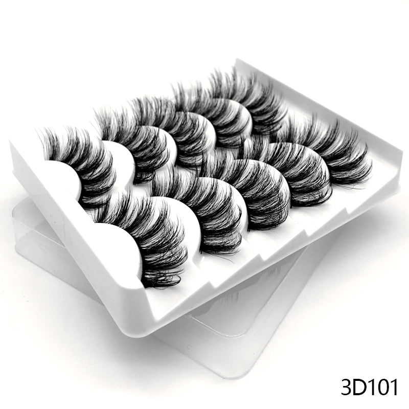 3D Mink Lashes 2/5/8 Pairs Natural False Eyelashes Fluffy Soft Wispy Volume Dramatic Long Cross Eyelash Extension