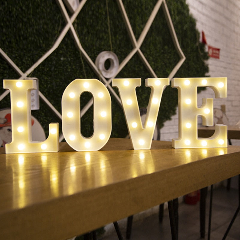 Alphabet Letter LED Lights Luminous Number Lamp Decor  Battery Night Light for home Wedding Birthday party Decoration