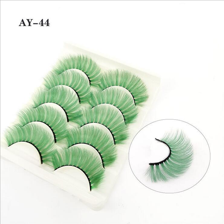 5 Pairs 3D White Mink Lashes Natural Long Thick Fluffy Colorful False Eyelashes Lash Extension