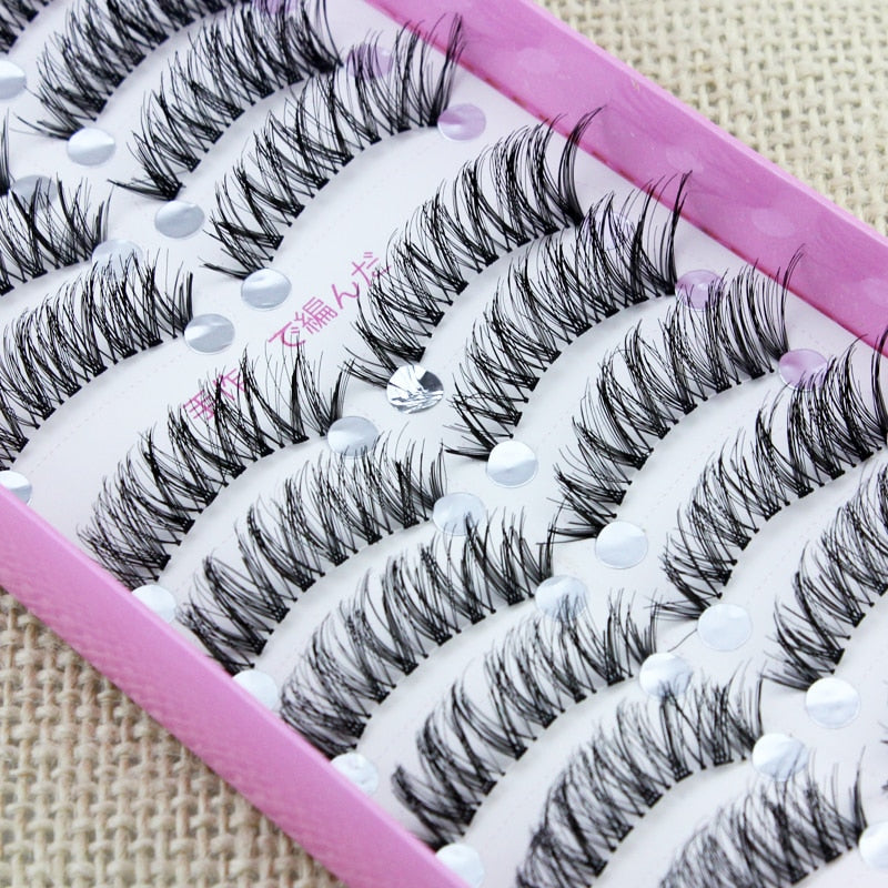 Japanese Handmade False Eyelashes Transparent Stem Natural Nude Makeup Simulation Cross Messy Eye Tail Thick False Eyelash