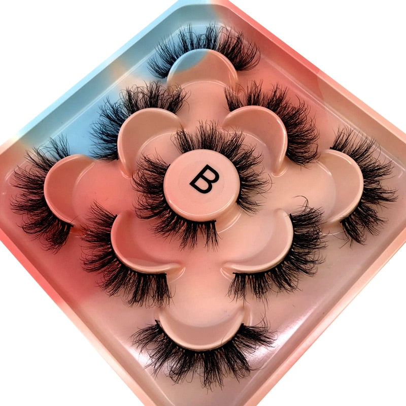 5 Pairs 3D Mink Lashes Natural Mink False Eyelashes Dramatic Volume Fake Eyelash Extension Faux Cils