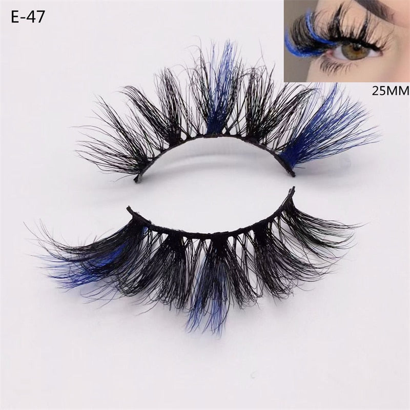 3D Mink Eyelashes Colorful 100% Mink Lashes Mix Color Pink Blue Red White False Eyelashes Fluffy Soft Cilias