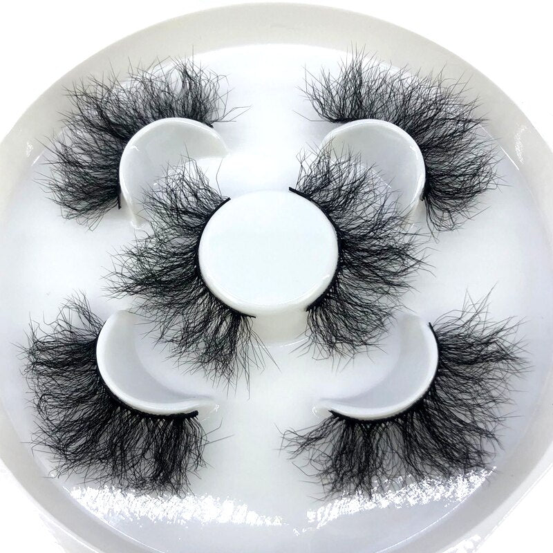 Reusable mink eyelashes 25mm lashes fluffy messy 3D mink lashes 3 pairs natural Long Thick false eyelashes extension