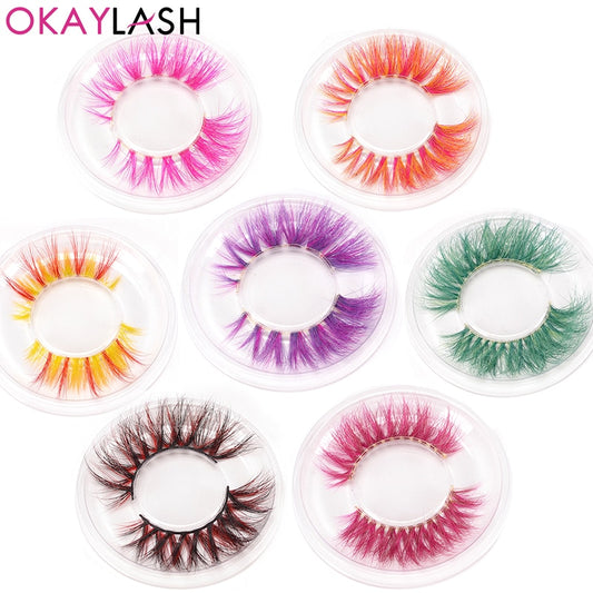 3D 6D False Colored Eyelashes Natural Real Mink fluffy Style  Eye lash Extension Makeup Cosplay Colorful Eyelash