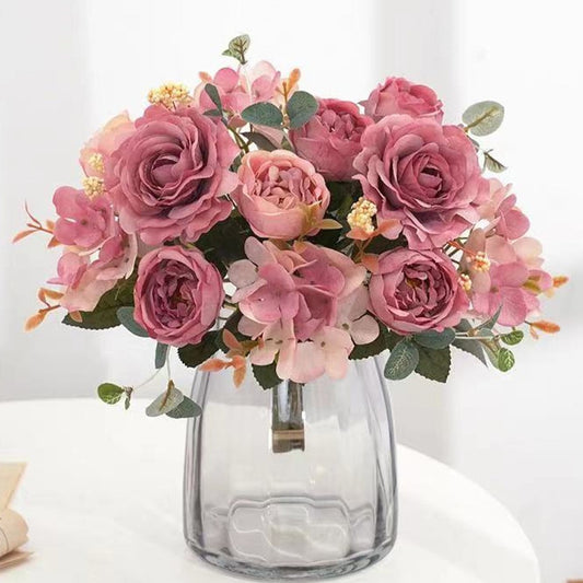 Hydrangea Roses Artificial Flowers for Home Wedding Decorations Bouquet Mousse Peony Fake Flower
