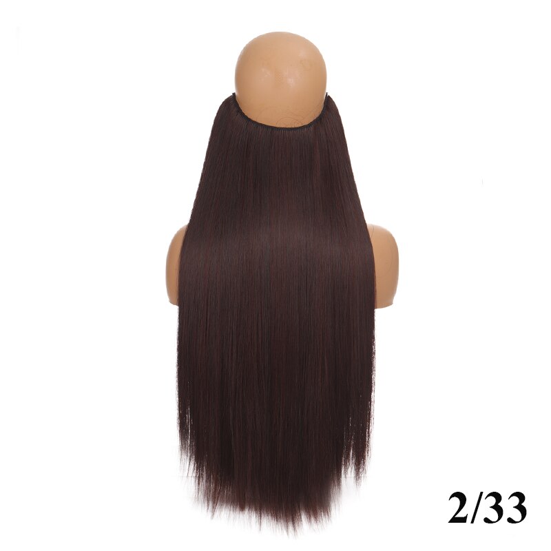 Synthetic 24inch Invisible Hair Wire Without No Clip Hair Extension Fishing Line Wig Wavy Hair Female False Hair Piece