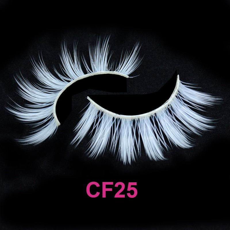 Red Blue Purple Pink Mix 3D Faux Mink Colored Eyelashes Ombre Vegan Strip Lashes Natural Dramatic Fluffy Colourful Cilias Party