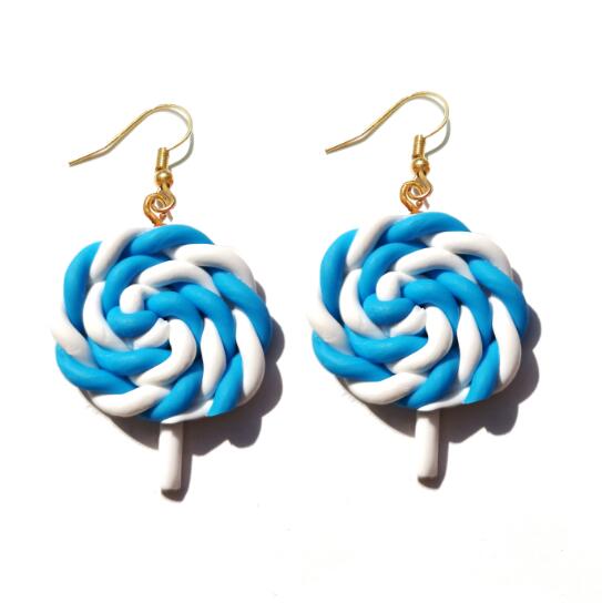 Resin Lollipop Drop Earrings Jewelry Custom Made Handmade Cute Cotton Candy