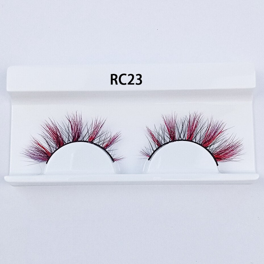 1pair Transparent stem Colored Mink Lashes 15mm-25mm False Eyelashes Soft Tousled 3D Spectacular Long Natural Mink