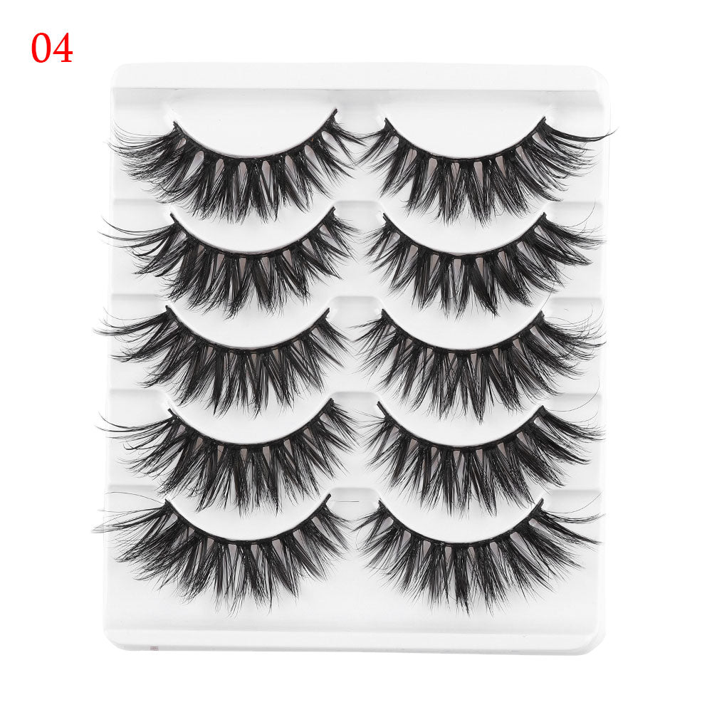 5 Pairs 3D Faux Mink Hair False Eyelashes Wispies Fluffies Drama Natural Long Soft Handmade Cruelty-free Black Lashes