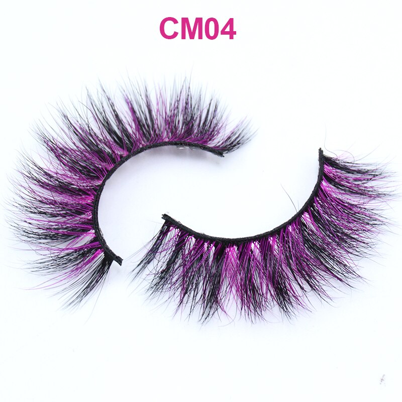 Pink Red Purple Colored Eyelashes Bulk Rainbow Eyelashes 100% 3D Real Mink Colorful Lashes