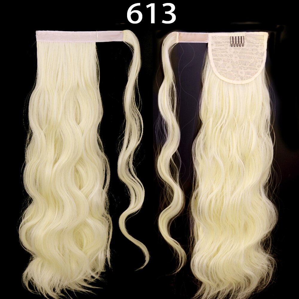 Synthetic Ponytail Extension Long Black Drawstring Wavy Ponytail Hair for Women Body Wavy Ponytail