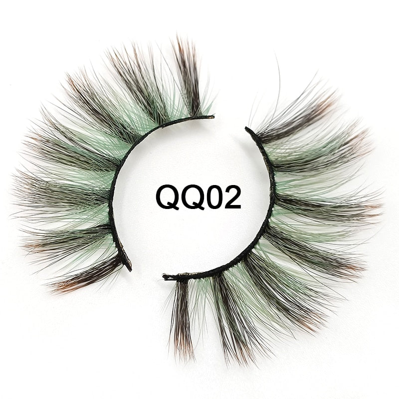 Fluffy Thick Dramatic 3D Faux Mink Colored Eyelashes Pink Red Natural Synthetic Colorful Rainbow Color Eye Lashes for Holiday