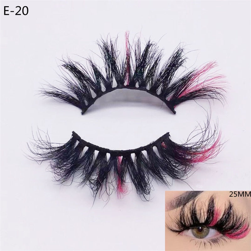 3D Mink Eyelashes Colorful 100% Mink Lashes Mix Color Pink Blue Red White False Eyelashes Fluffy Soft Cilias