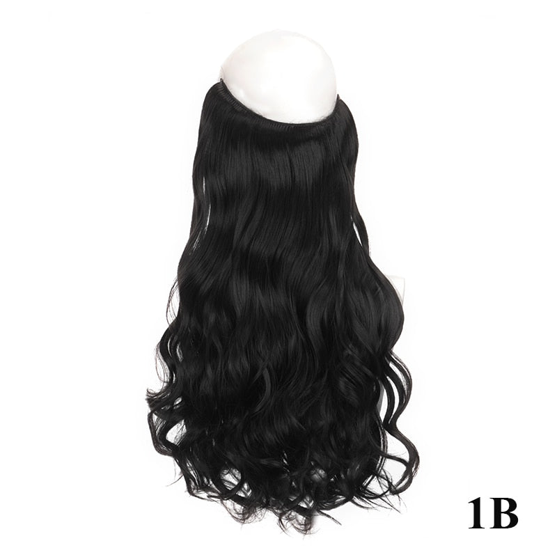 Invisible Wire No Clip One Piece Hair Extensions Secret Fish Line Hair Pieces Wave Straight Synthetic Fake 24 inch