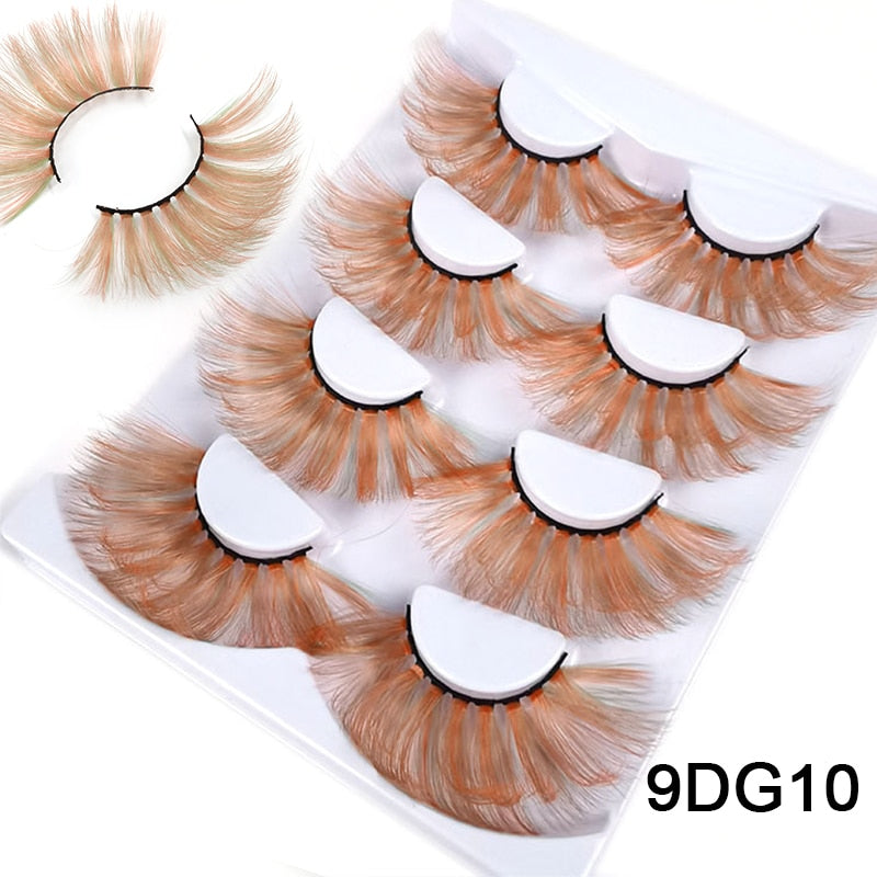 25mm 27mm Long Colorful Eyelashes Hot Pink Faux Mink Colored Lashes Cruelty Free Cosplay Halloween Cilias