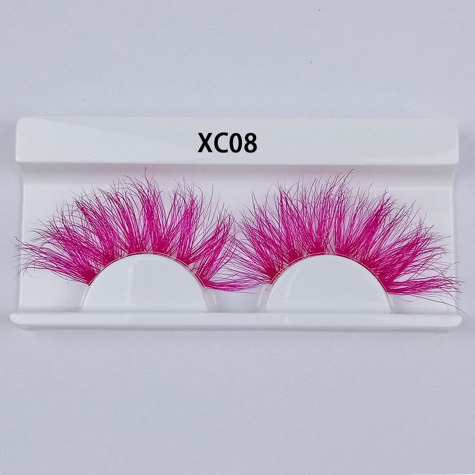 Colored Mink Eyelashes 25mm Lashes Fluffy Messy 3D False Eyelashes Dramatic Long Natural Mink fake Lashes