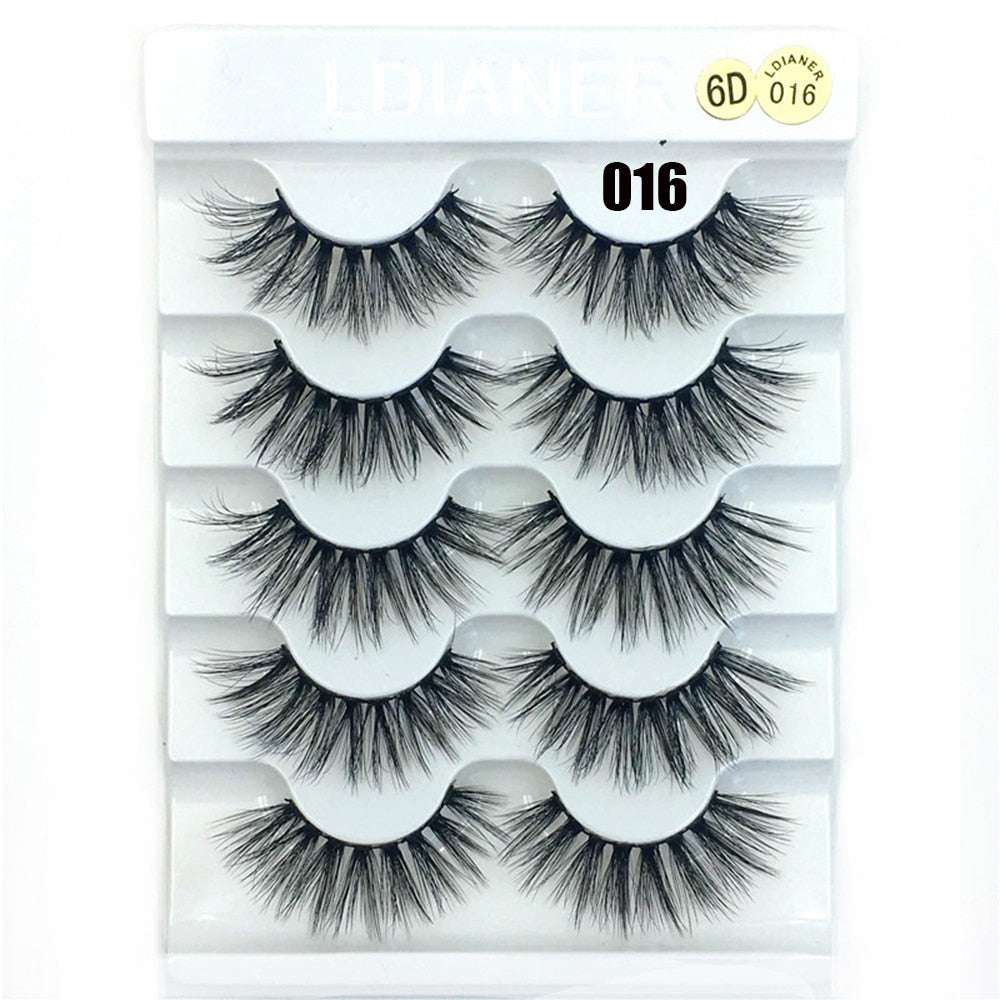 5 Pairs 3D Faux Mink Hair False Eyelashes Wispies Fluffies Drama Natural Long Soft Handmade Cruelty-free Black Lashes