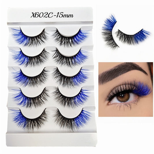 Rainbow Colored Lashes 3D Mink Lashes Ombre Dramatic Colorful Natural Eyelashes Extension Make up Fake Eyelashes