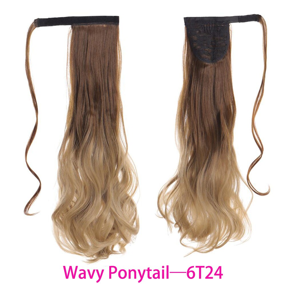 Synthetic Long Straight Wrap Around Clip In Ponytail Hair Extension Heat Resistant Hair Wig