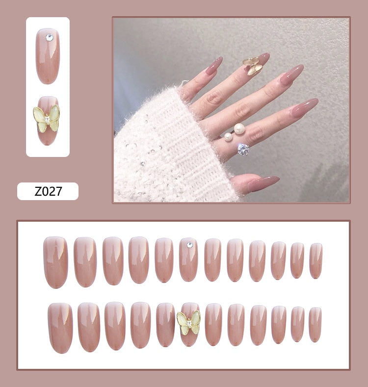 24Pcs/Set 3D Butterfly Bow Bride Fresh and Elegant White Wear DIY Manicure Nail Art Tools